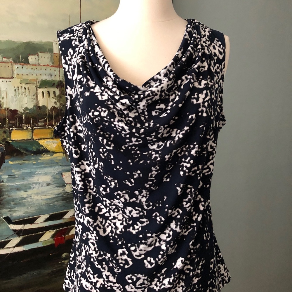 Calvin Klein Blouse black navy tan pattern